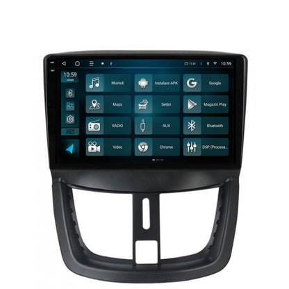 Navigatie 2K HUB64 Peugeot 207, 8GB RAM, Android, Octacore, Slot Sim 4G, DSP, GPS, Wi-FI, Carplay, Android Auto, USB, Bluetooth, Waze, Touchscreen, 9.5 Inch
