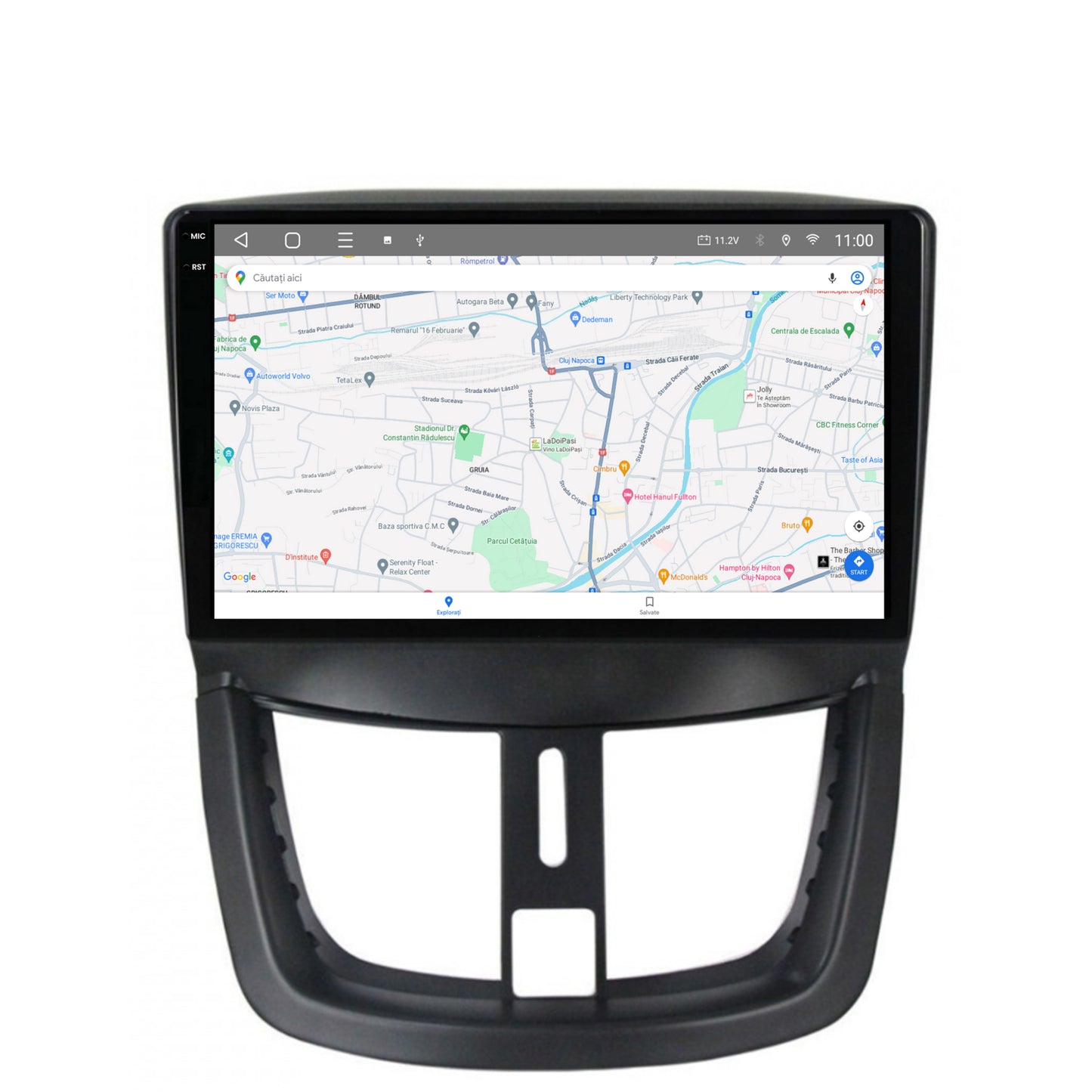 Navigatie 2K HUB64 Peugeot 207, 8GB RAM, Android, Octacore, Slot Sim 4G, DSP, GPS, Wi-FI, Carplay, Android Auto, USB, Bluetooth, Waze, Touchscreen, 9.5 Inch