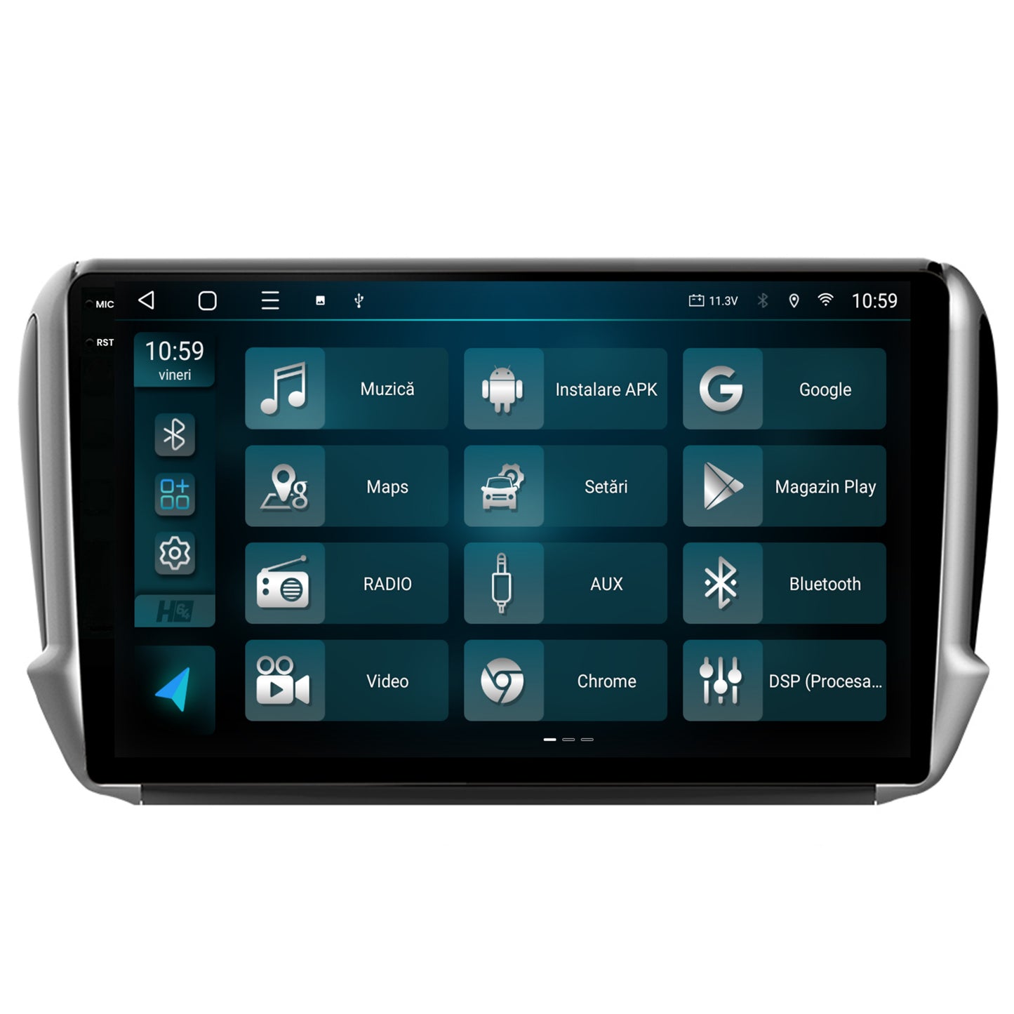 Navigatie 2K HUB64 Peugeot 208/2008 (2012+), 4GB RAM, Android, Octacore, Slot Sim 4G, DSP, GPS, Wi-FI, Carplay, Android Auto, USB, Bluetooth, Waze, Touchscreen, 10.36 Inch