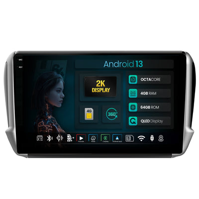 Navigatie 2K HUB64 Peugeot 208/2008 (2012+), 4GB RAM, Android, Octacore, Slot Sim 4G, DSP, GPS, Wi-FI, Carplay, Android Auto, USB, Bluetooth, Waze, Touchscreen, 10.36 Inch