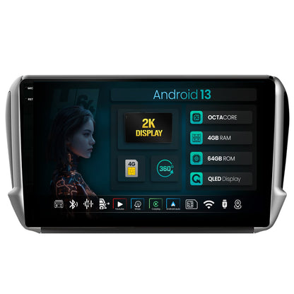 Navigatie 2K HUB64 Peugeot 208/2008 (2012+), 4GB RAM, Android, Octacore, Slot Sim 4G, DSP, GPS, Wi-FI, Carplay, Android Auto, USB, Bluetooth, Waze, Touchscreen, 10.36 Inch