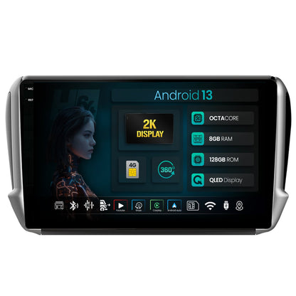 Navigatie 2K HUB64 Peugeot 208/2008 (2012+), 8GB RAM, Android, Octacore, Slot Sim 4G, DSP, GPS, Wi-FI, Carplay, Android Auto, USB, Bluetooth, Waze, Touchscreen, 10.36 Inch