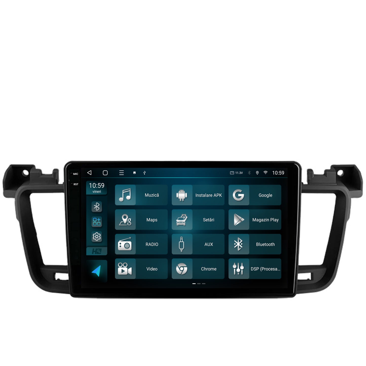 Navigatie 2K HUB64 Peugeot 508 (2010-2018), 4GB RAM, Android, Octacore, Slot Sim 4G, DSP, GPS, Wi-FI, Carplay, Android Auto, USB, Bluetooth, Waze, Touchscreen, 9.5 Inch
