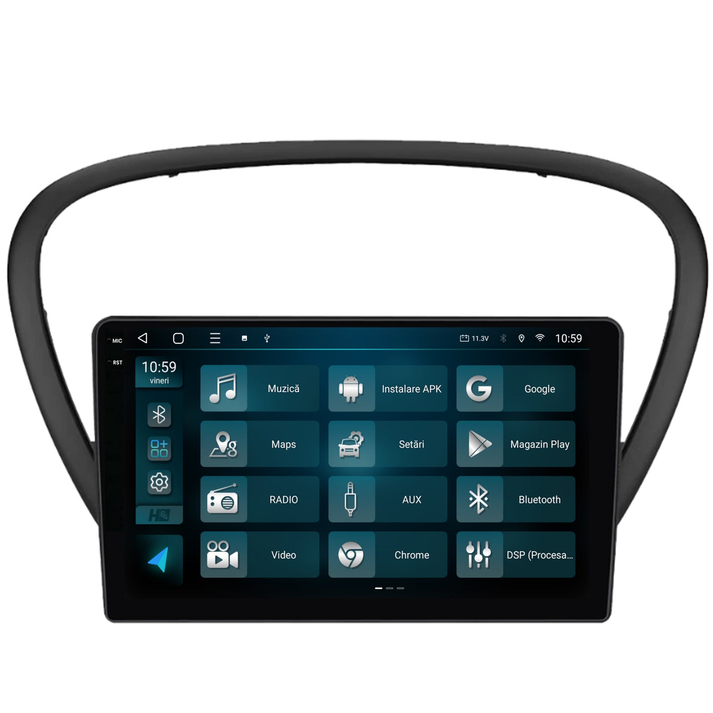 Navigatie 2K HUB64 Peugeot 607 (2004-2011), 4GB RAM, Android, Octacore, Slot Sim 4G, DSP, GPS, Wi-FI, Carplay, Android Auto, USB, Bluetooth, Waze, Touchscreen, 9.5 Inch