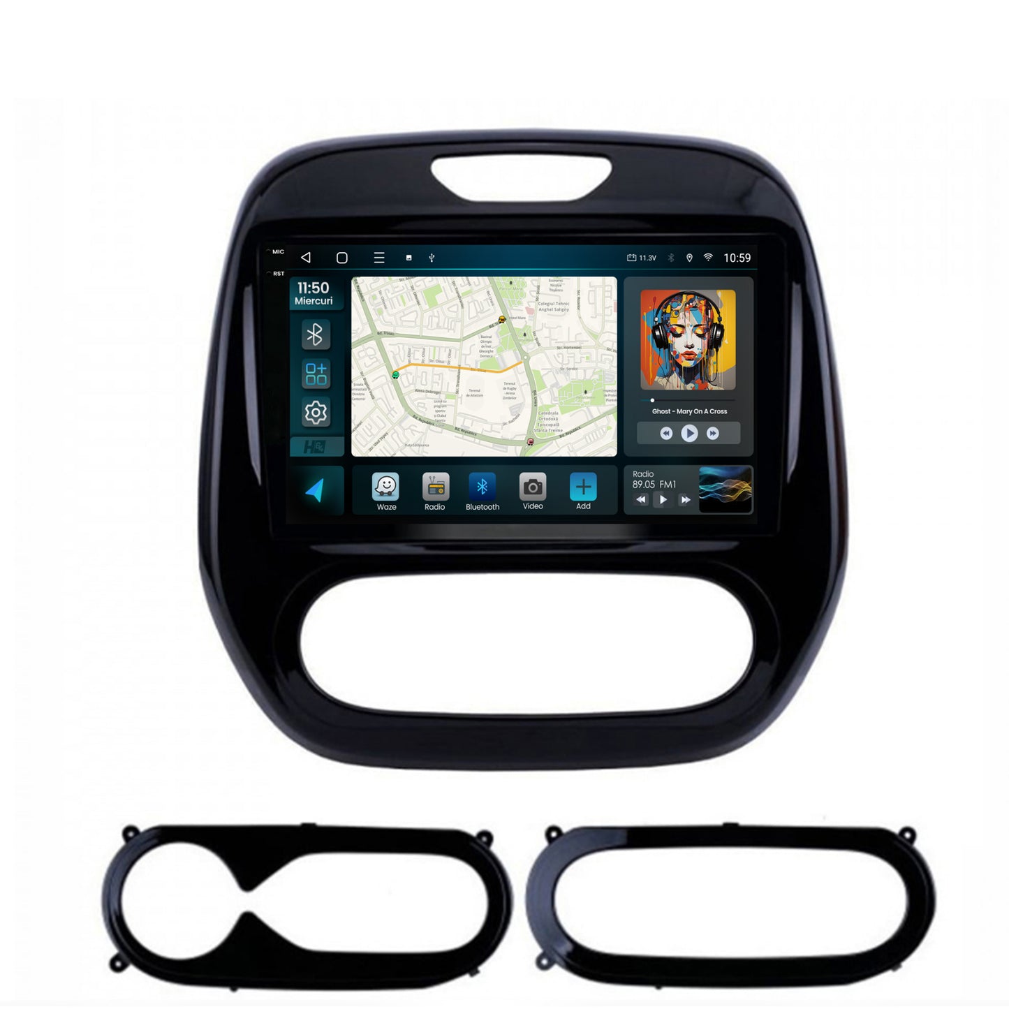 Navigatie 2K HUB64 Renault Captur (2013-2019), 8GB RAM, Android, Octacore, Slot Sim 4G, DSP, GPS, Wi-FI, Carplay, Android Auto, USB, Bluetooth, Waze, Touchscreen, 9.5 Inch