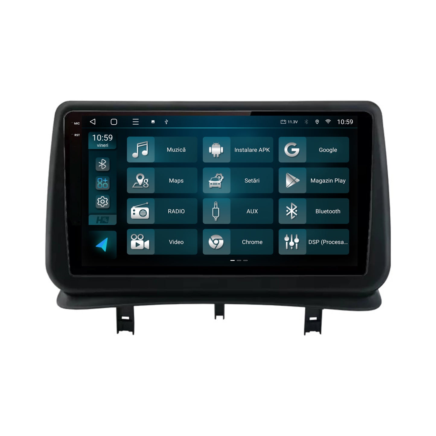 Navigatie 2K HUB64 Renault Clio 3 (2005-2013), 4GB RAM, Android, Octacore, Slot Sim 4G, DSP, GPS, Wi-FI, Carplay, Android Auto, USB, Bluetooth, Waze, Touchscreen, 9.5 Inch