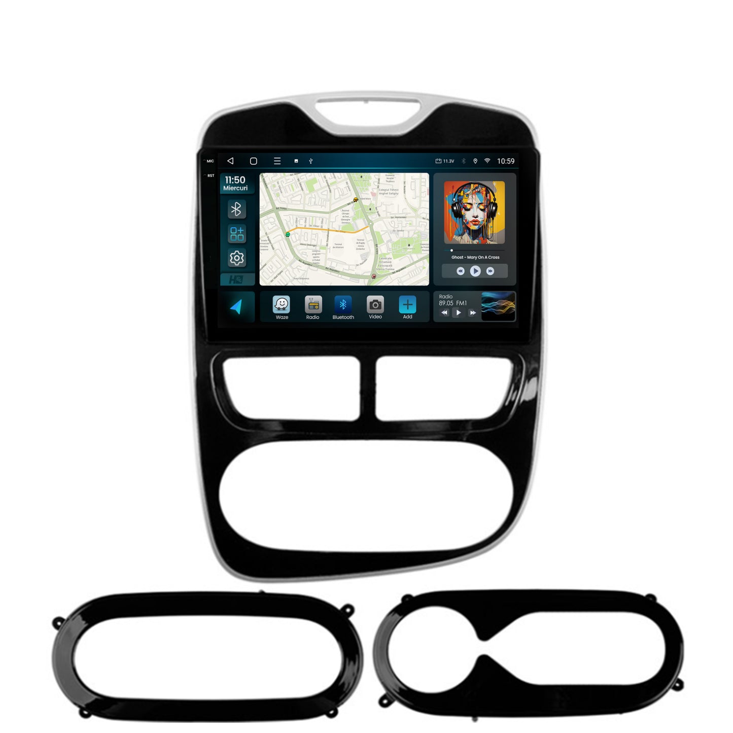 Navigatie 2K HUB64 Renault Clio IV (2012-2016), 4GB RAM, Android, Octacore, Slot Sim 4G, DSP, GPS, Wi-FI, Carplay, Android Auto, USB, Bluetooth, Waze, Touchscreen, 9.5 Inch