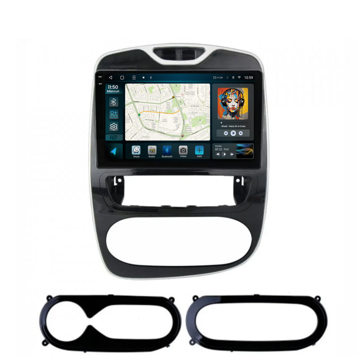 Navigatie 2K HUB64 Renault Clio IV (2016-2019), 8GB RAM, Android, Octacore, Slot Sim 4G, DSP, GPS, Wi-FI, Carplay, Android Auto, USB, Bluetooth, Waze, Touchscreen, 9.5 Inch
