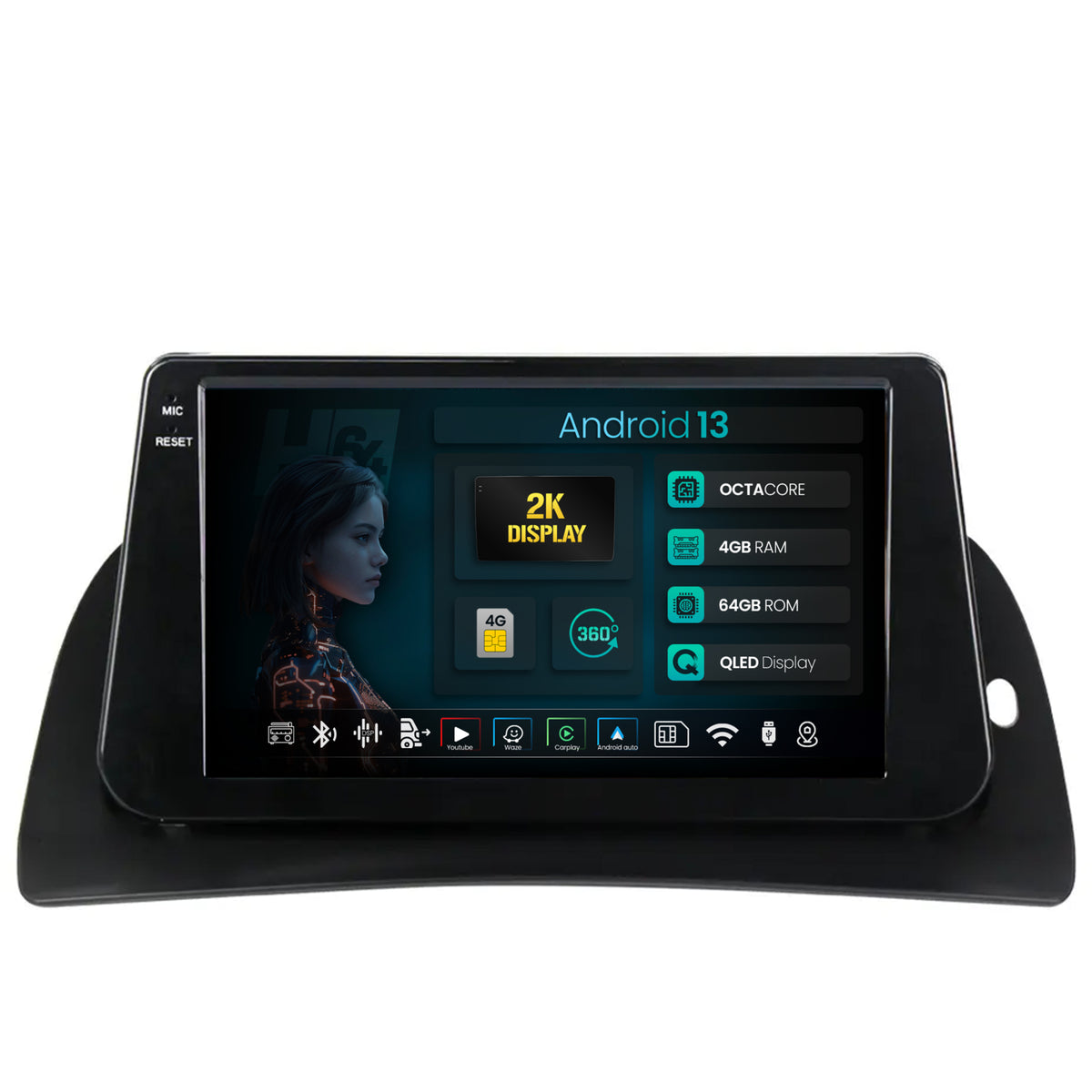 Navigatie 2K HUB64 Renault Kangoo (2015-2018),4GB RAM, Android, Octacore, Slot Sim 4G, DSP, GPS, Wi-FI, Carplay, Android Auto, USB, Bluetooth, Waze, Touchscreen, 9.5 Inch
