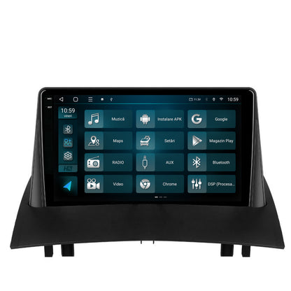 Navigatie 2K HUB64 Renault Megane 2 (2002-2009), 4GB RAM, Android, Octacore, Slot Sim 4G, DSP, GPS, Wi-FI, Carplay, Android Auto, USB, Bluetooth, Waze, Touchscreen, 9.5 Inch