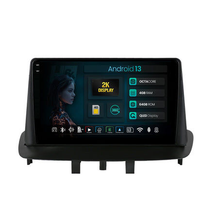 Navigatie 2K HUB64 Renault Megane 3 / Fluence (2009-2016), 4GB RAM, Android, Octacore, Slot Sim 4G, DSP, GPS, Wi-FI, Carplay, Android Auto, USB, Bluetooth, Waze, Touchscreen, 9.5 Inch