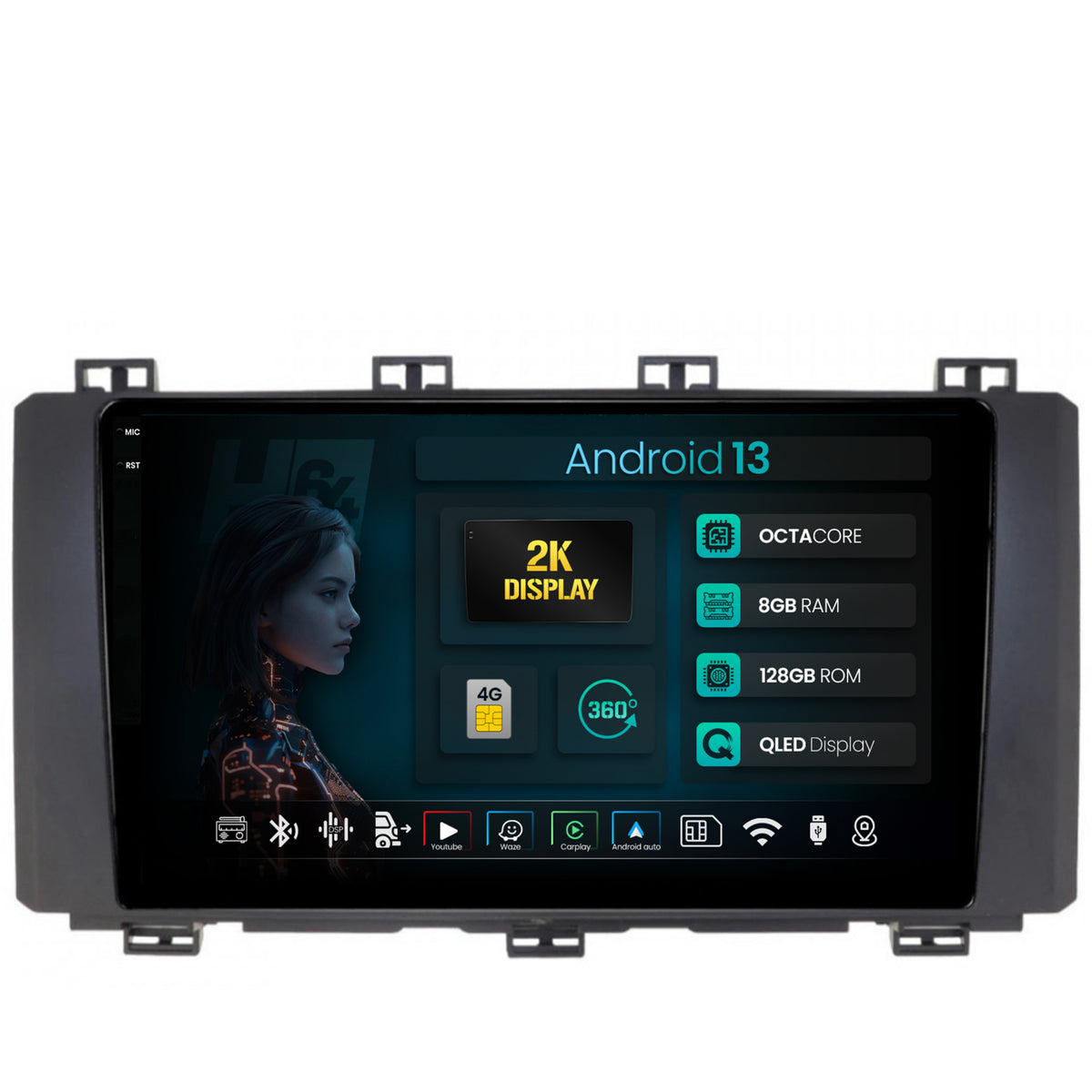 Navigatie 2K HUB64 Seat Ateca (2016-Prezent), 8GB RAM, Android, Octacore, Slot Sim 4G, DSP, GPS, Wi-FI, Carplay, Android Auto, USB, Bluetooth, Waze, Touchscreen, 9.5 Inch