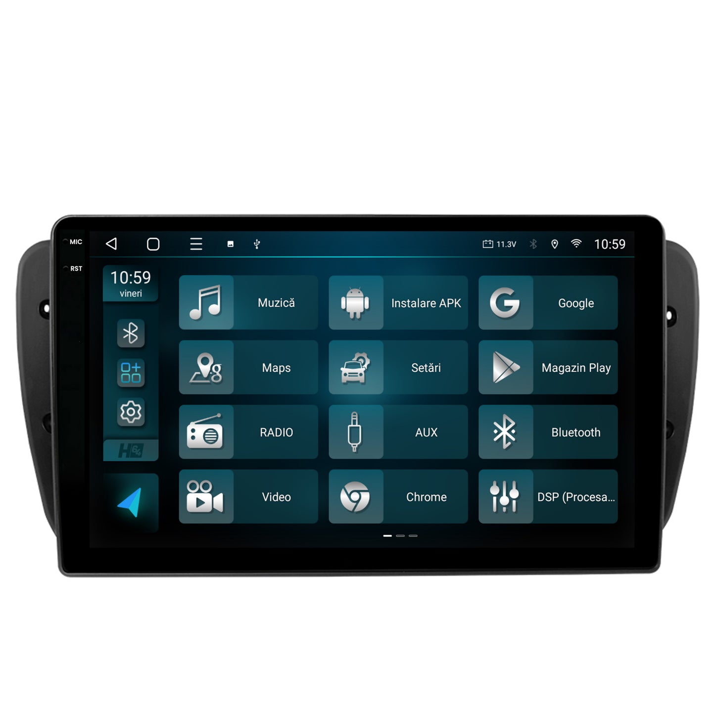 Navigatie 2K HUB64 Seat Ibiza (2009-2013), 8GB RAM, Android, Octacore, Slot Sim 4G, DSP, GPS, Wi-FI, Carplay, Android Auto, USB, Bluetooth, Waze, Touchscreen, 9.5 Inch