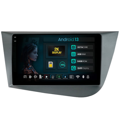 Navigatie 2K HUB64 Seat Leon (2005-2012), 4GB RAM, Android, Octacore, Slot Sim 4G, DSP, GPS, Wi-FI, Carplay, Android Auto, USB, Bluetooth, Waze, Touchscreen, 9.5 Inch