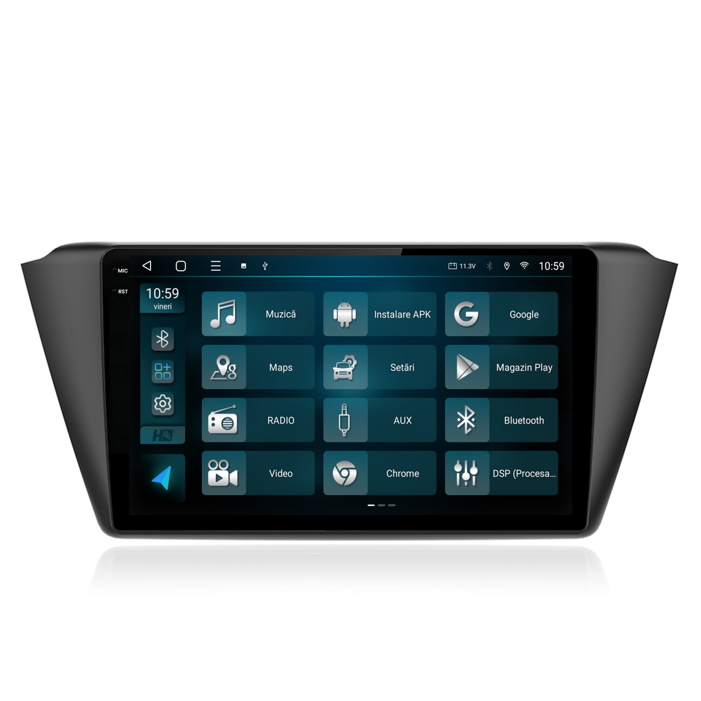 Navigatie 2K HUB64 Skoda Fabia (2015+), 8GB RAM, Android, Octacore, Slot Sim 4G, DSP, GPS, Wi-FI, Carplay, Android Auto, USB, Bluetooth, Waze, Touchscreen, 9.5 Inch