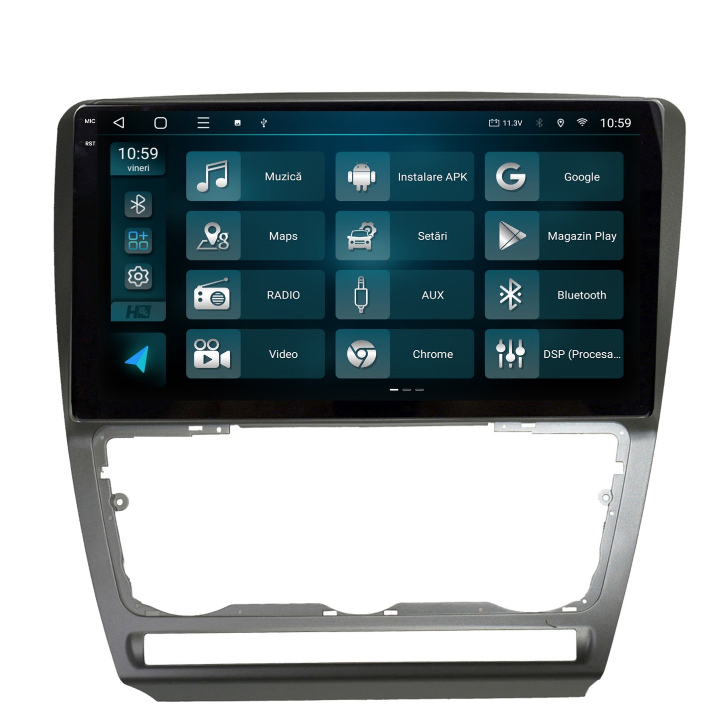 Navigatie 2K HUB64 Skoda Octavia 2, 4GB RAM, Android, Octacore, Slot Sim 4G, DSP, GPS, Wi-FI, Carplay, Android Auto, USB, Bluetooth, Waze, Touchscreen, 10.36 Inch