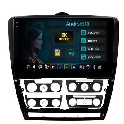 Navigatie 2K HUB64 Skoda Octavia 2, 4GB RAM, Android, Octacore, Slot Sim 4G, DSP, GPS, Wi-FI, Carplay, Android Auto, USB, Bluetooth, Waze, Touchscreen, 10.36 Inch