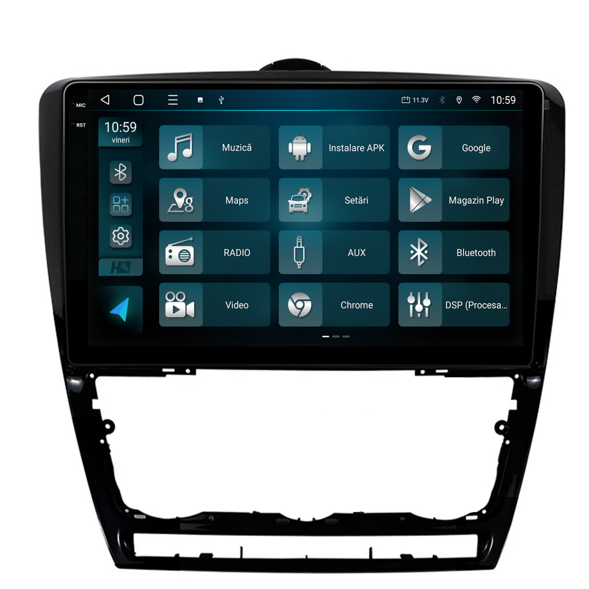 Navigatie 2K HUB64 Skoda Octavia 2, 4GB RAM, Android, Octacore, Slot Sim 4G, DSP, GPS, Wi-FI, Carplay, Android Auto, USB, Bluetooth, Waze, Touchscreen, 10.36 Inch