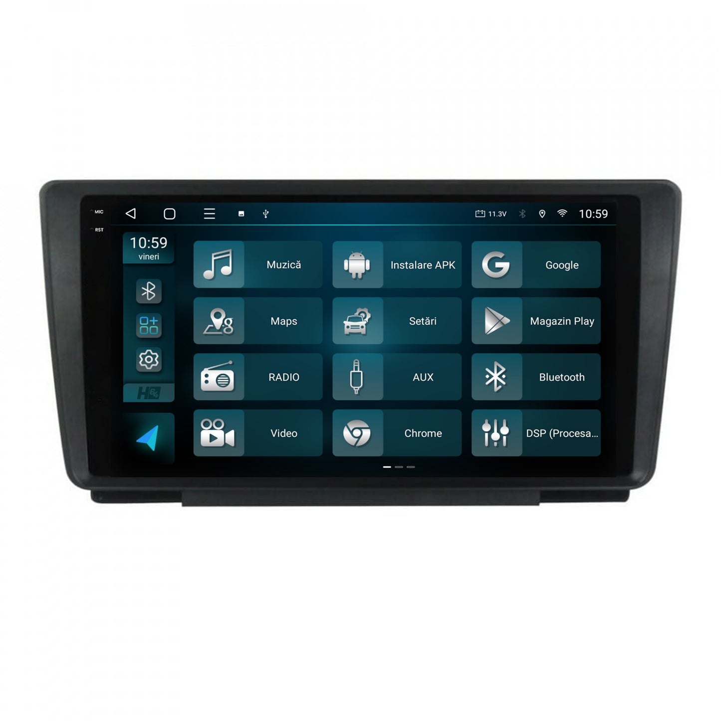 Navigatie 2K HUB64 Skoda Octavia 2, 4GB RAM, Android, Octacore, Slot Sim 4G, DSP, GPS, Wi-FI, Carplay, Android Auto, USB, Bluetooth, Waze, Touchscreen, 9.5 Inch