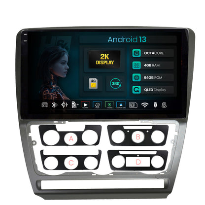 Navigatie 2K HUB64 Skoda Octavia 2, 4GB RAM, Android, Octacore, Slot Sim 4G, DSP, GPS, Wi-FI, Carplay, Android Auto, USB, Bluetooth, Waze, Touchscreen, 10.36 Inch