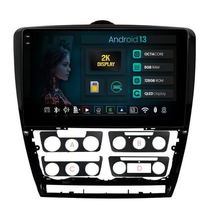 Navigatie 2K HUB64 Skoda Octavia 2, 8GB RAM, Android, Octacore, Slot Sim 4G, DSP, GPS, Wi-FI, Carplay, Android Auto, USB, Bluetooth, Waze, Touchscreen, 10.36 Inch