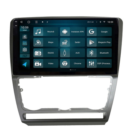 Navigatie 2K HUB64 Skoda Octavia 2, 8GB RAM, Android, Octacore, Slot Sim 4G, DSP, GPS, Wi-FI, Carplay, Android Auto, USB, Bluetooth, Waze, Touchscreen, 10.36 Inch