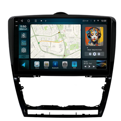 Navigatie 2K HUB64 Skoda Octavia 2, 8GB RAM, Android, Octacore, Slot Sim 4G, DSP, GPS, Wi-FI, Carplay, Android Auto, USB, Bluetooth, Waze, Touchscreen, 10.36 Inch