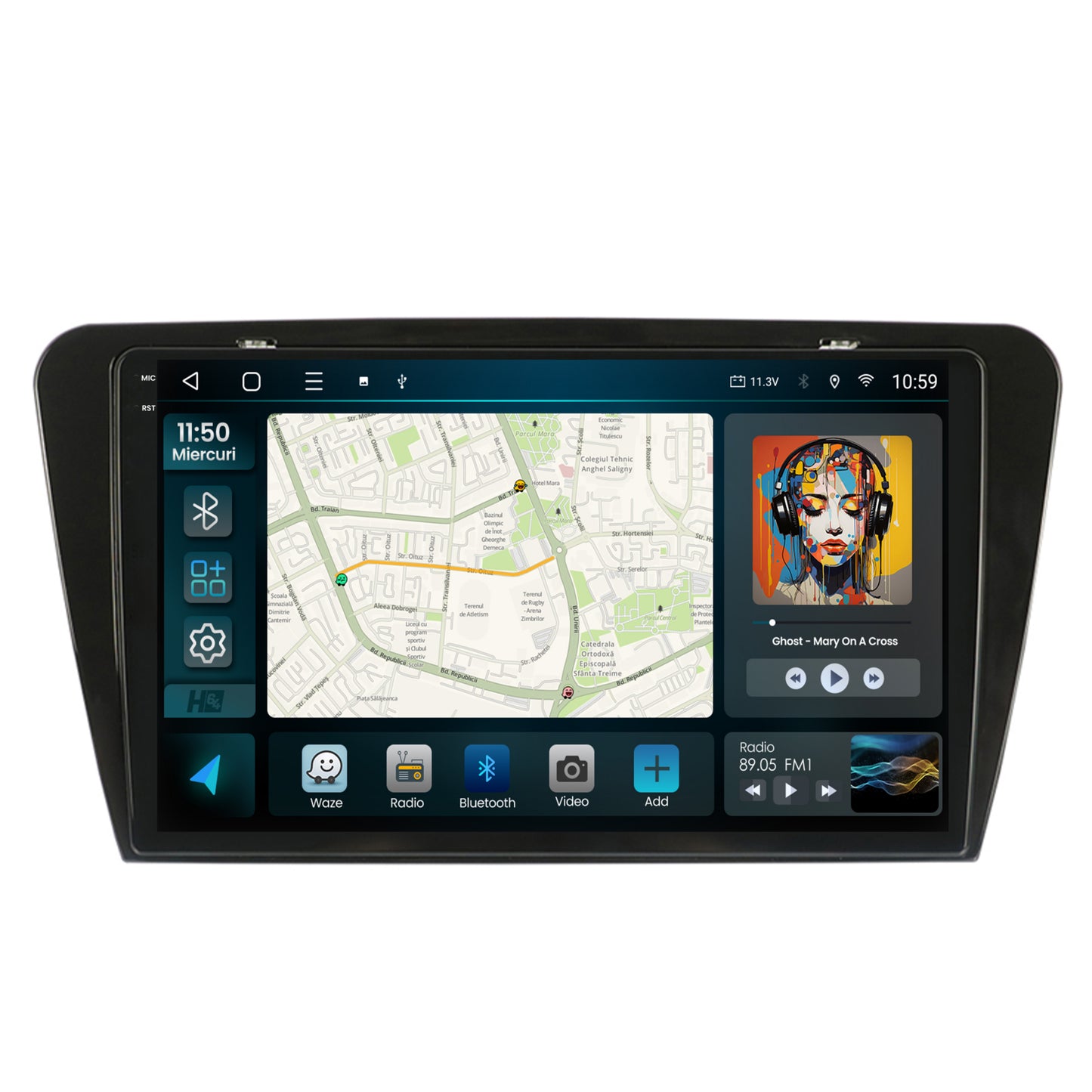 Navigatie 2K HUB64 Skoda Octavia 3 (2013-2018), 4GB RAM, Android, Octacore, Slot Sim 4G, DSP, GPS, Wi-FI, Carplay, Android Auto, USB, Bluetooth, Waze, Touchscreen, 10.36 Inch