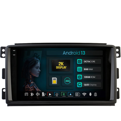 Navigatie 2K HUB64 Smart For Two (2007-2010), 8GB RAM, Android, Octacore, Slot Sim 4G, DSP, GPS, Wi-FI, Carplay, Android Auto, USB, Bluetooth, Waze, Touchscreen, 9.5 Inch