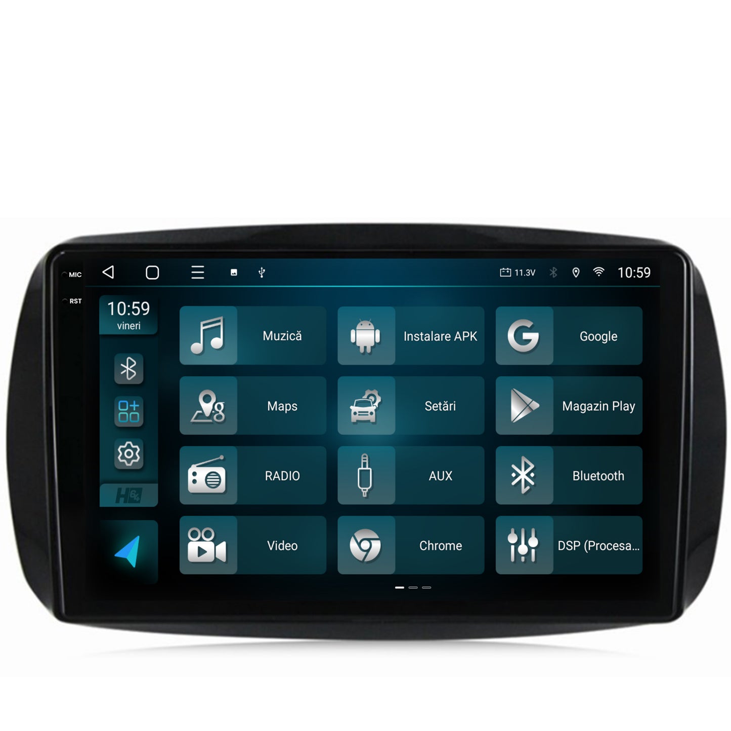Navigatie 2K HUB64 Smart For Two (2016-Prezent), 4GB RAM, Android, Octacore, Slot Sim 4G, DSP, GPS, Wi-FI, Carplay, Android Auto, USB, Bluetooth, Waze, Touchscreen, 9.5 Inch