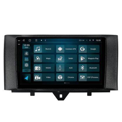 Navigatie 2K HUB64 Smart Fortwo (2010-2015), 4GB RAM, Android, Octacore, Slot Sim 4G, DSP, GPS, Wi-FI, Carplay, Android Auto, USB, Bluetooth, Waze, Touchscreen, 9.5 Inch