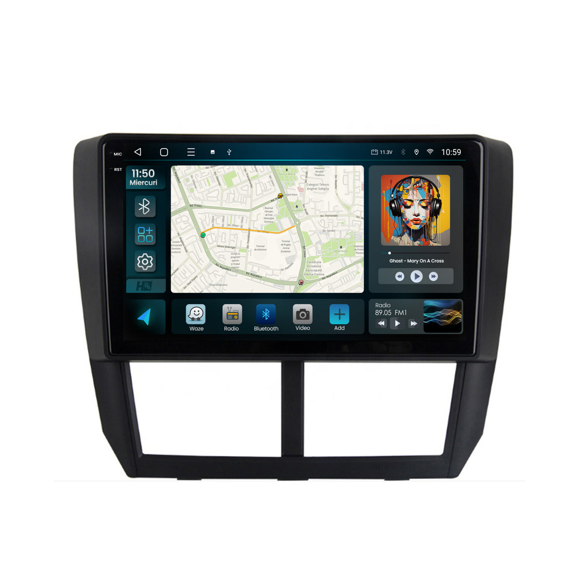 Navigatie 2K HUB64 Subaru Forester (2007-2013), 4GB RAM, Android, Octacore, Slot Sim 4G, DSP, GPS, Wi-FI, Carplay, Android Auto, USB, Bluetooth, Waze, Touchscreen, 9.5 Inch
