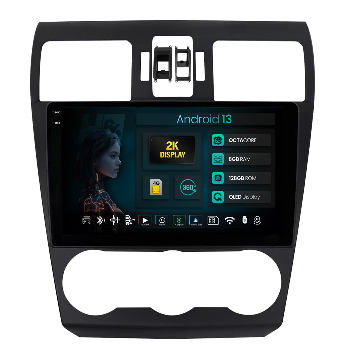 Navigatie 2K HUB64 Subaru Forester (2012-2018), 8GB RAM, Android, Octacore, Slot Sim 4G, DSP, GPS, Wi-FI, Carplay, Android Auto, USB, Bluetooth, Waze, Touchscreen, 9.5 Inch