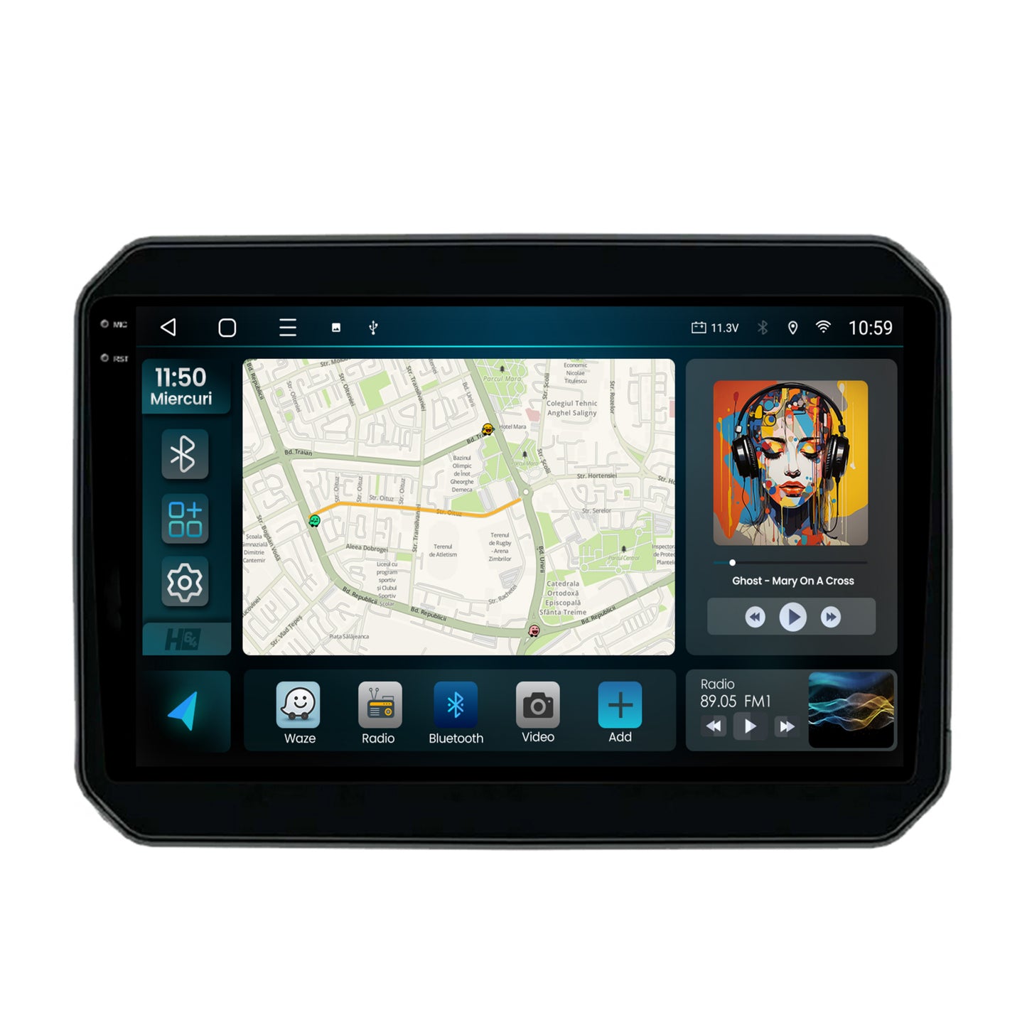 Navigatie 2K HUB64 Suzuki Ignis (2016+), 4GB RAM, Android, Octacore, Slot Sim 4G, DSP, GPS, Wi-FI, Carplay, Android Auto, USB, Bluetooth, Waze, Touchscreen, 9.5 Inch