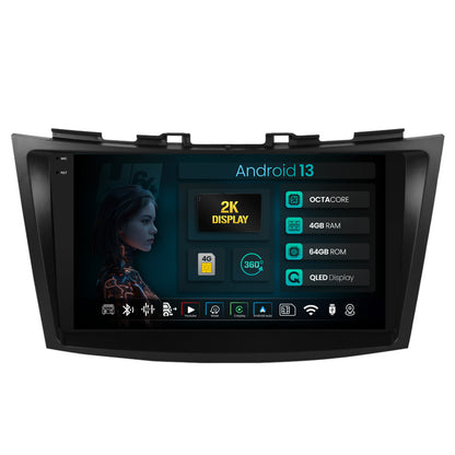 Navigatie 2K HUB64 Suzuki Swift (2011-2017), 4GB RAM, Android, Octacore, Slot Sim 4G, DSP, GPS, Wi-FI, Carplay, Android Auto, USB, Bluetooth, Waze, Touchscreen, 9.5 Inch