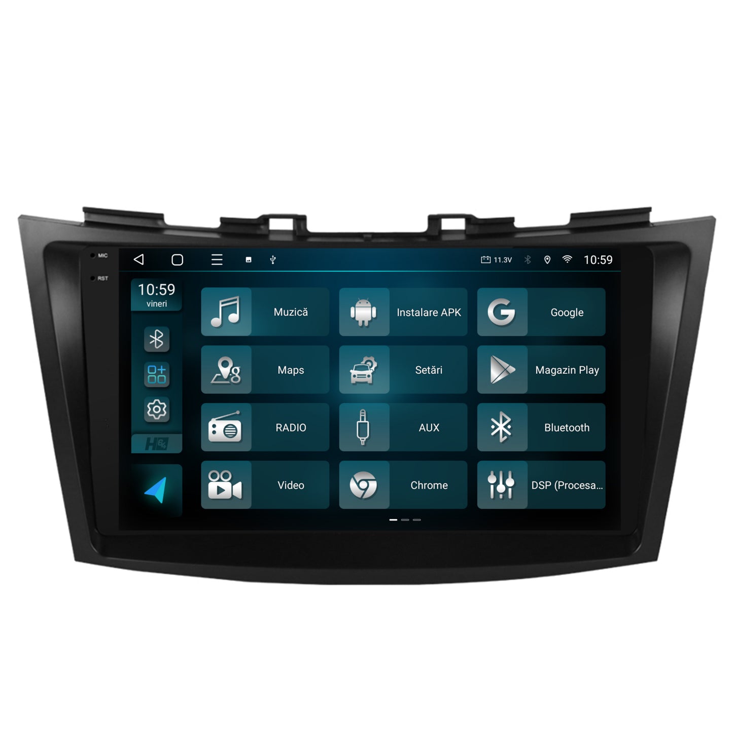 Navigatie 2K HUB64 Suzuki Swift (2011-2017), 4GB RAM, Android, Octacore, Slot Sim 4G, DSP, GPS, Wi-FI, Carplay, Android Auto, USB, Bluetooth, Waze, Touchscreen, 9.5 Inch