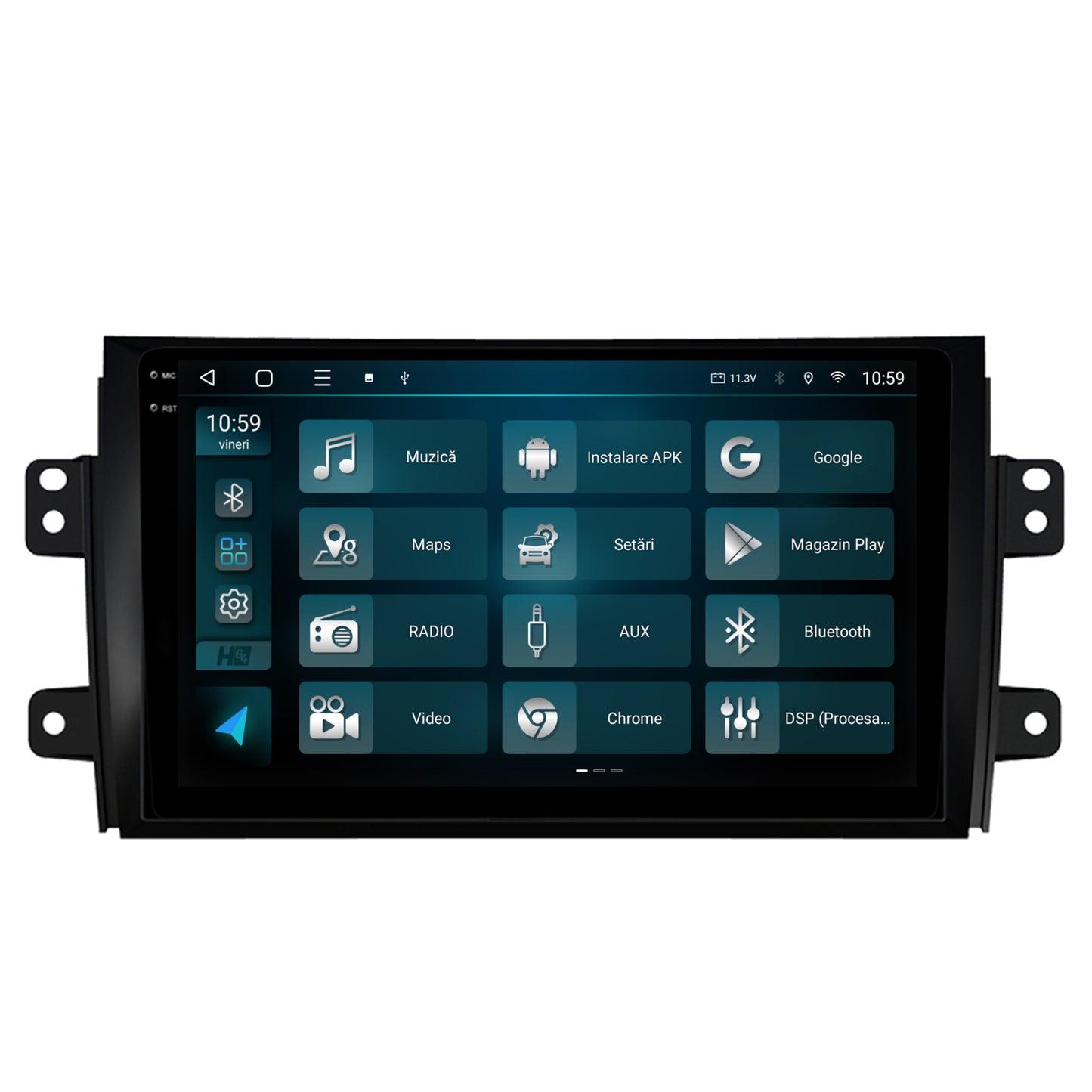 Navigatie 2K HUB64 Suzuki SX4 / Fiat Sedici, 8GB RAM, Android, Octacore, Slot Sim 4G, DSP, GPS, Wi-FI, Carplay, Android Auto, USB, Bluetooth, Waze, Touchscreen, 9.5 Inch