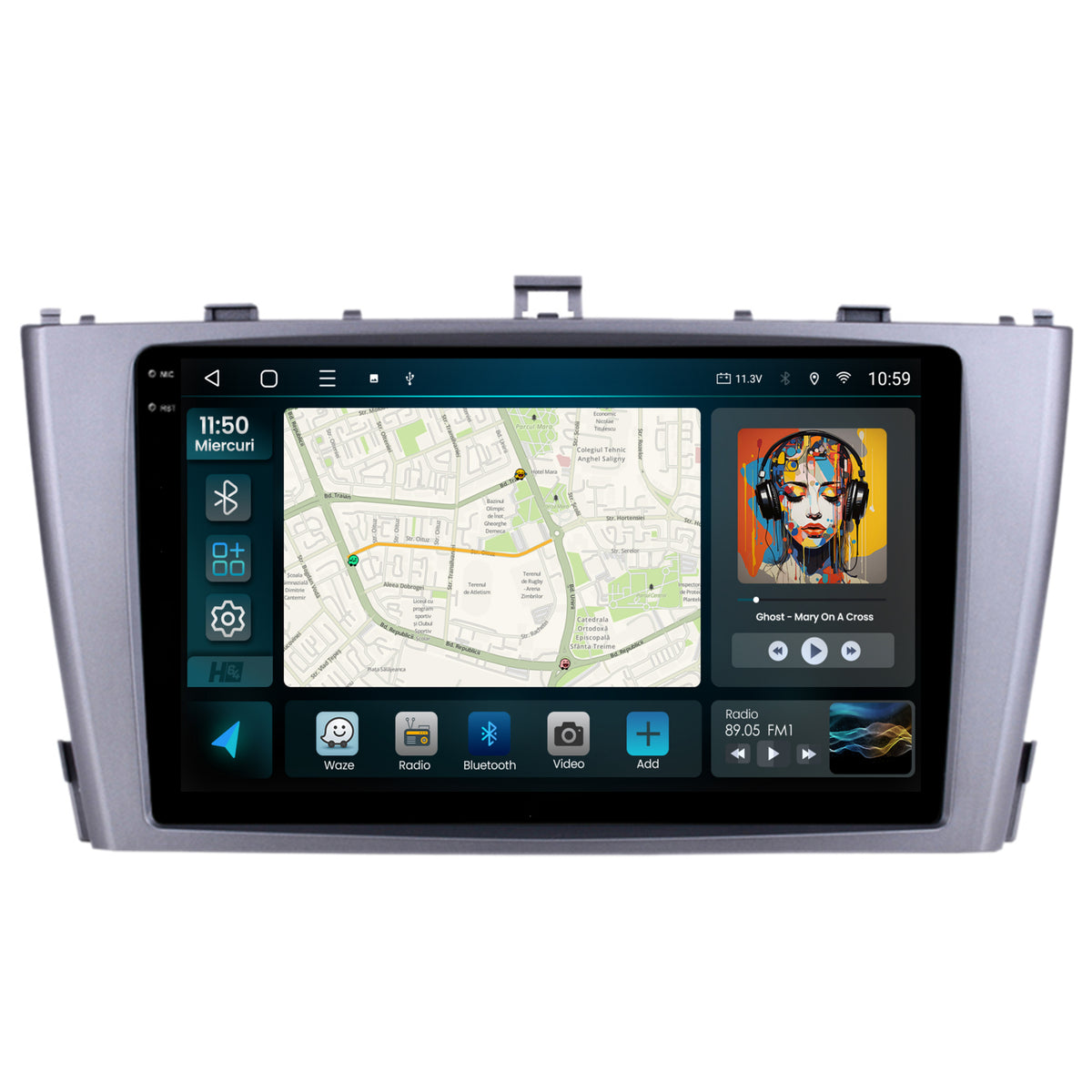 Navigatie 2K HUB64 Toyota Avensis (2008-2015), 8GB RAM, Android, Octacore, Slot Sim 4G, DSP, GPS, Wi-FI, Carplay, Android Auto, USB, Bluetooth, Waze, Touchscreen, 9.5 Inch