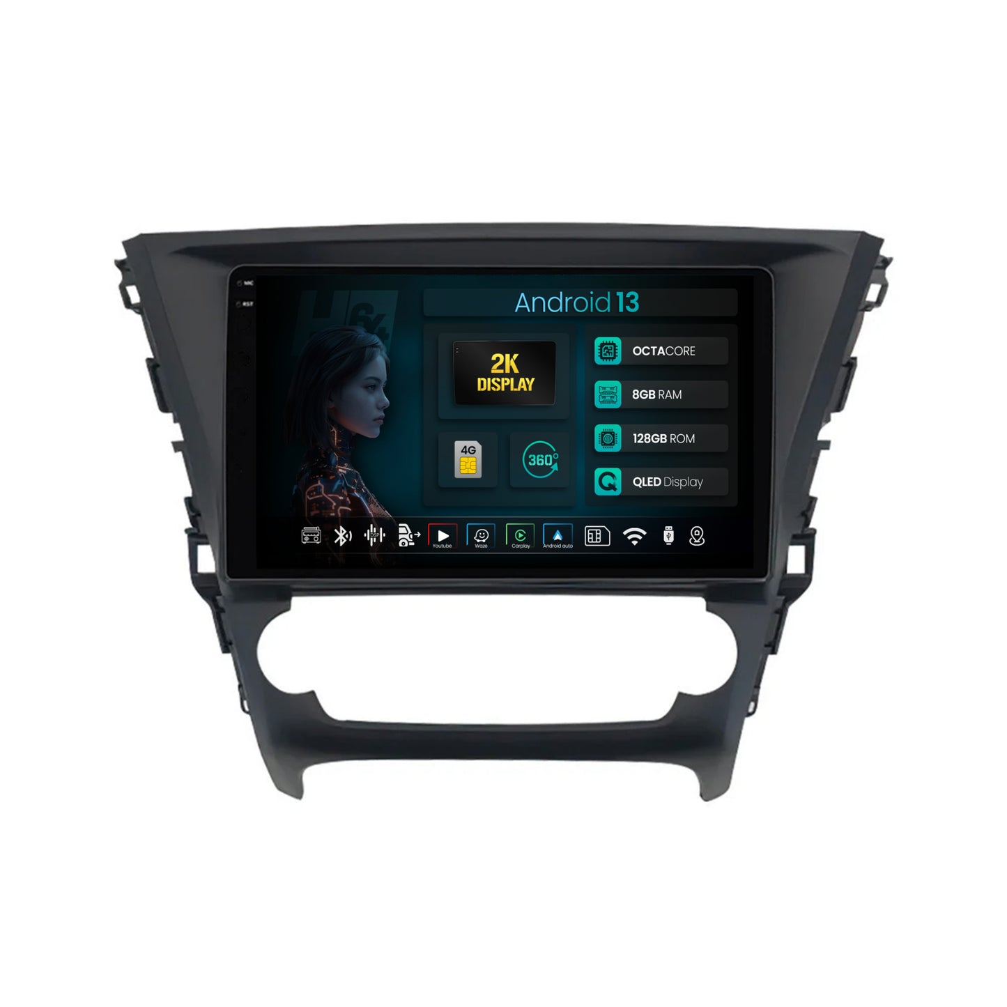 Navigatie 2K HUB64 Toyota Avensis (2015-2018), 8GB RAM, Android, Octacore, Slot Sim 4G, DSP, GPS, Wi-FI, Carplay, Android Auto, USB, Bluetooth, Waze, Touchscreen, 10.36 Inch