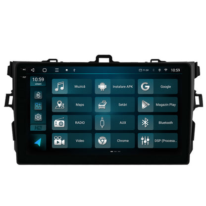 Navigatie 2K HUB64 Toyota Corolla (2007-2013), 8GB RAM, Android, Octacore, Slot Sim 4G, DSP, GPS, Wi-FI, Carplay, Android Auto, USB, Bluetooth, Waze, Touchscreen, 9.5 Inch
