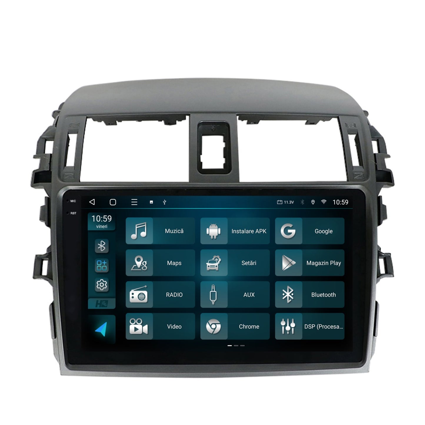 Navigatie 2K HUB64 Toyota Corolla (2007-2013), 8GB RAM, Android, Octacore, Slot Sim 4G, DSP, GPS, Wi-FI, Carplay, Android Auto, USB, Bluetooth, Waze, Touchscreen, 9.5 Inch