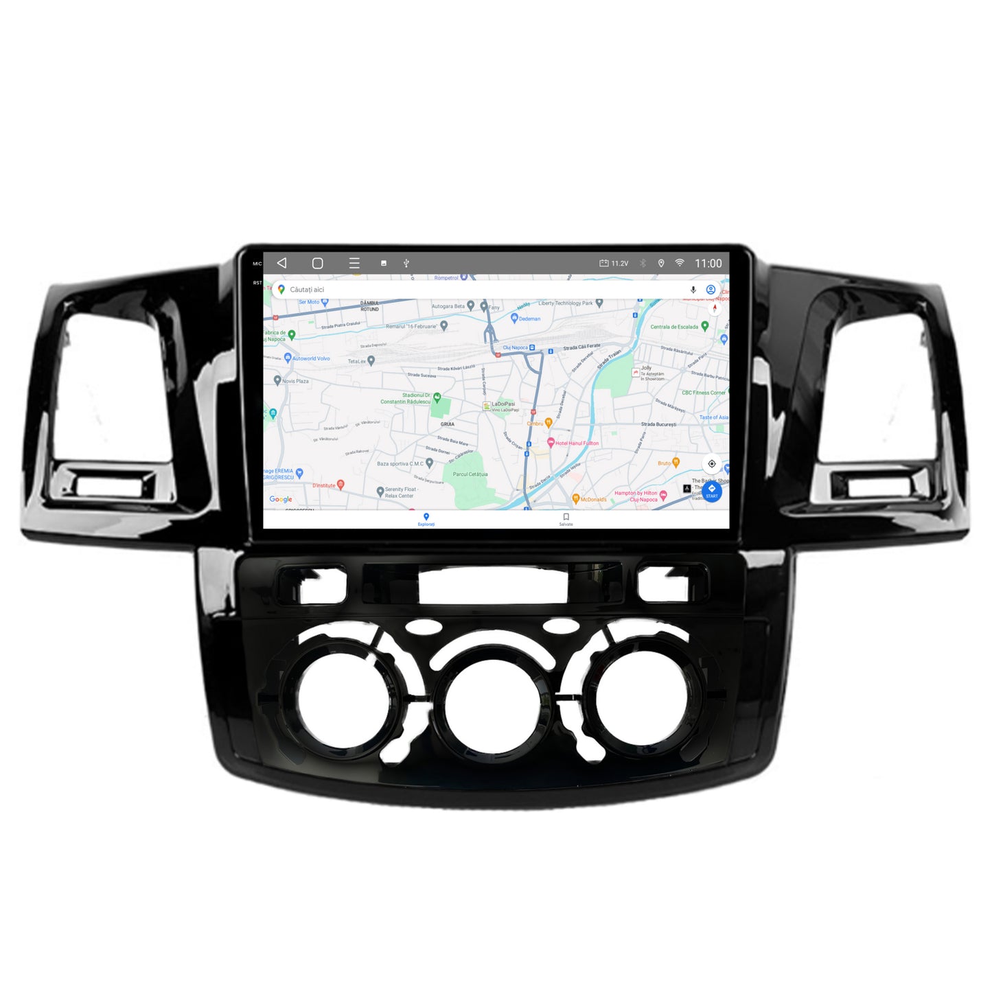 Navigatie 2K HUB64 Toyota Hilux (2008-2014) Clima Manuala, 8GB RAM, Android, Octacore, Slot Sim 4G, DSP, GPS, Wi-FI, Carplay, Android Auto, USB, Bluetooth, Waze, Touchscreen, 9.5 Inch