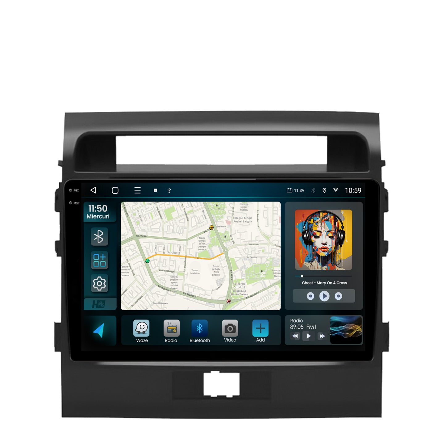 Navigatie 2K HUB64 Toyota Land Cruiser 200 (2007-2015), 4GB RAM, Android, Octacore, Slot Sim 4G, DSP, GPS, Wi-FI, Carplay, Android Auto, USB, Bluetooth, Waze, Touchscreen, 9.5 Inch