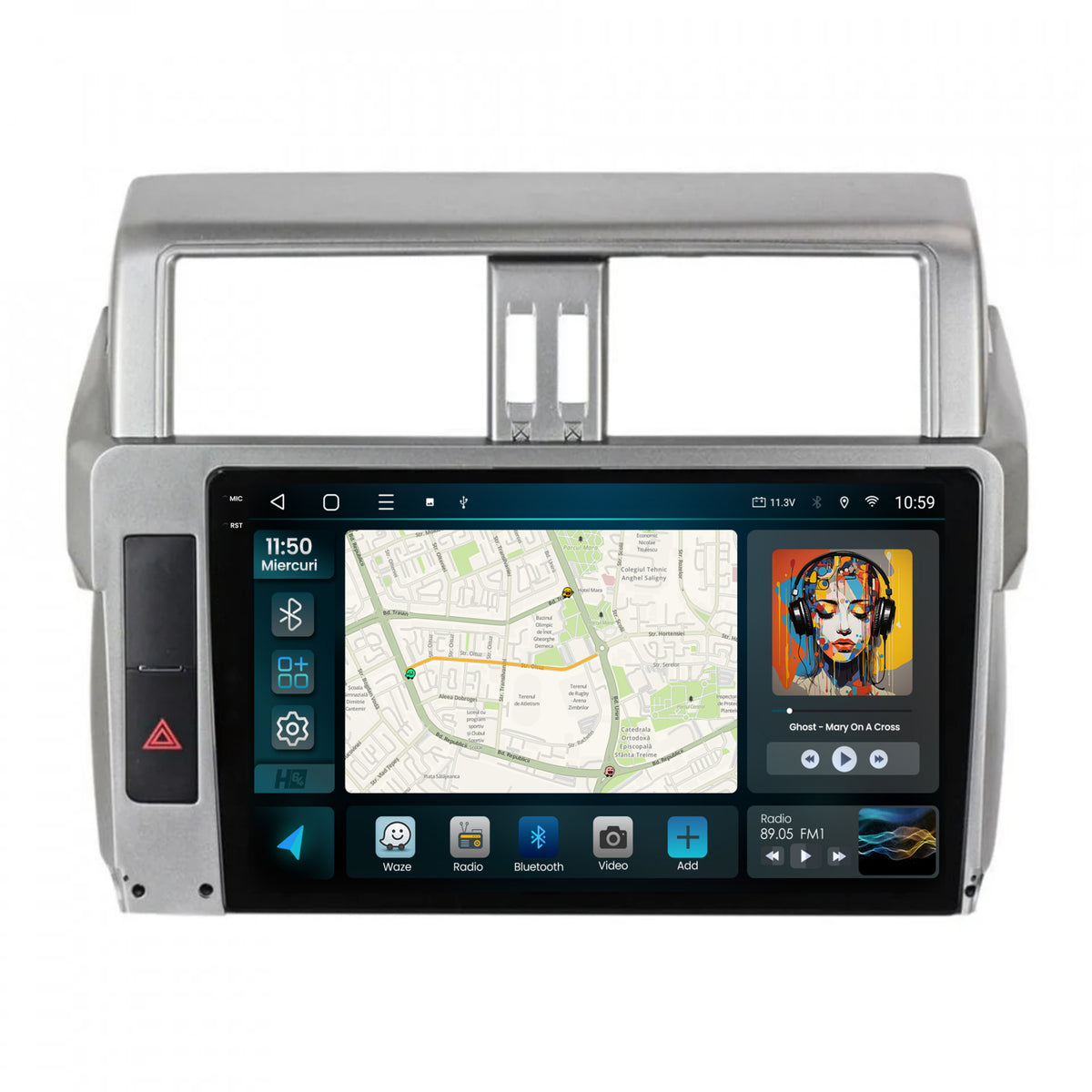 Navigatie 2K HUB64 Toyota Land Cruiser / Prado J150 (2013-2017), 8GB RAM, Android, Octacore, Slot Sim 4G, DSP, GPS, Wi-FI, Carplay, Android Auto, USB, Bluetooth, Waze, Touchscreen, 10.36 Inch
