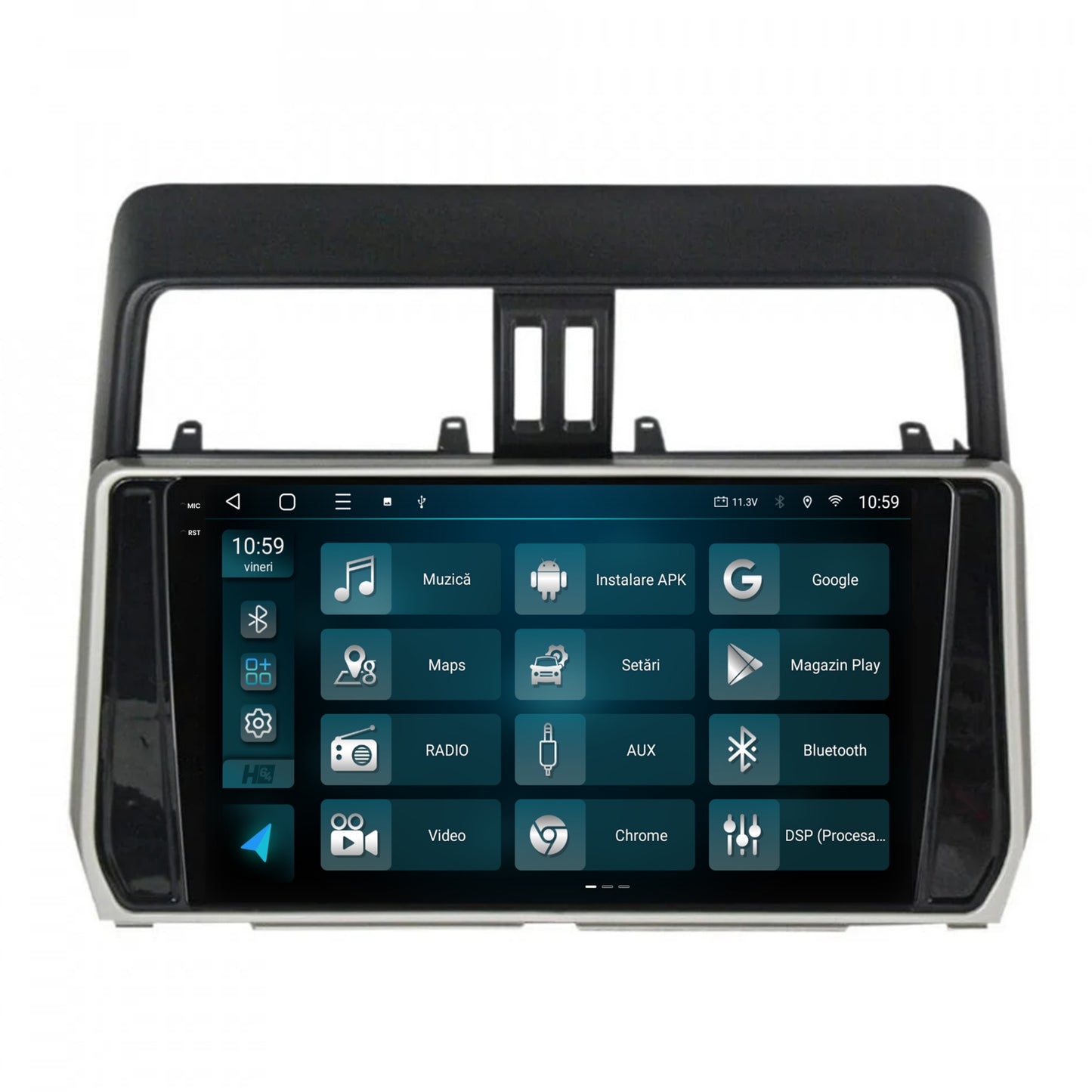 Navigatie 2K HUB64 Toyota Land Cruiser / Prado J150 (2018+), 4GB RAM, Android, Octacore, Slot Sim 4G, DSP, GPS, Wi-FI, Carplay, Android Auto, USB, Bluetooth, Waze, Touchscreen, 10.36 Inch