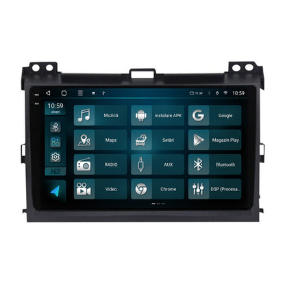 Navigatie 2K HUB64 Toyota Prado J120 (2002-2010), 4GB RAM, Android, Octacore, Slot Sim 4G, DSP, GPS, Wi-FI, Carplay, Android Auto, USB, Bluetooth, Waze, Touchscreen, 9.5 Inch