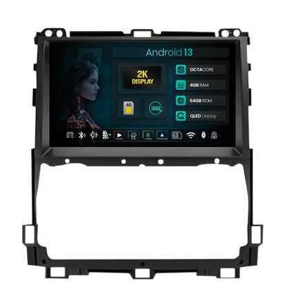 Navigatie 2K HUB64 Toyota Prado J120 (2002-2010), 4GB RAM, Android, Octacore, Slot Sim 4G, DSP, GPS, Wi-FI, Carplay, Android Auto, USB, Bluetooth, Waze, Touchscreen, 9.5 Inch