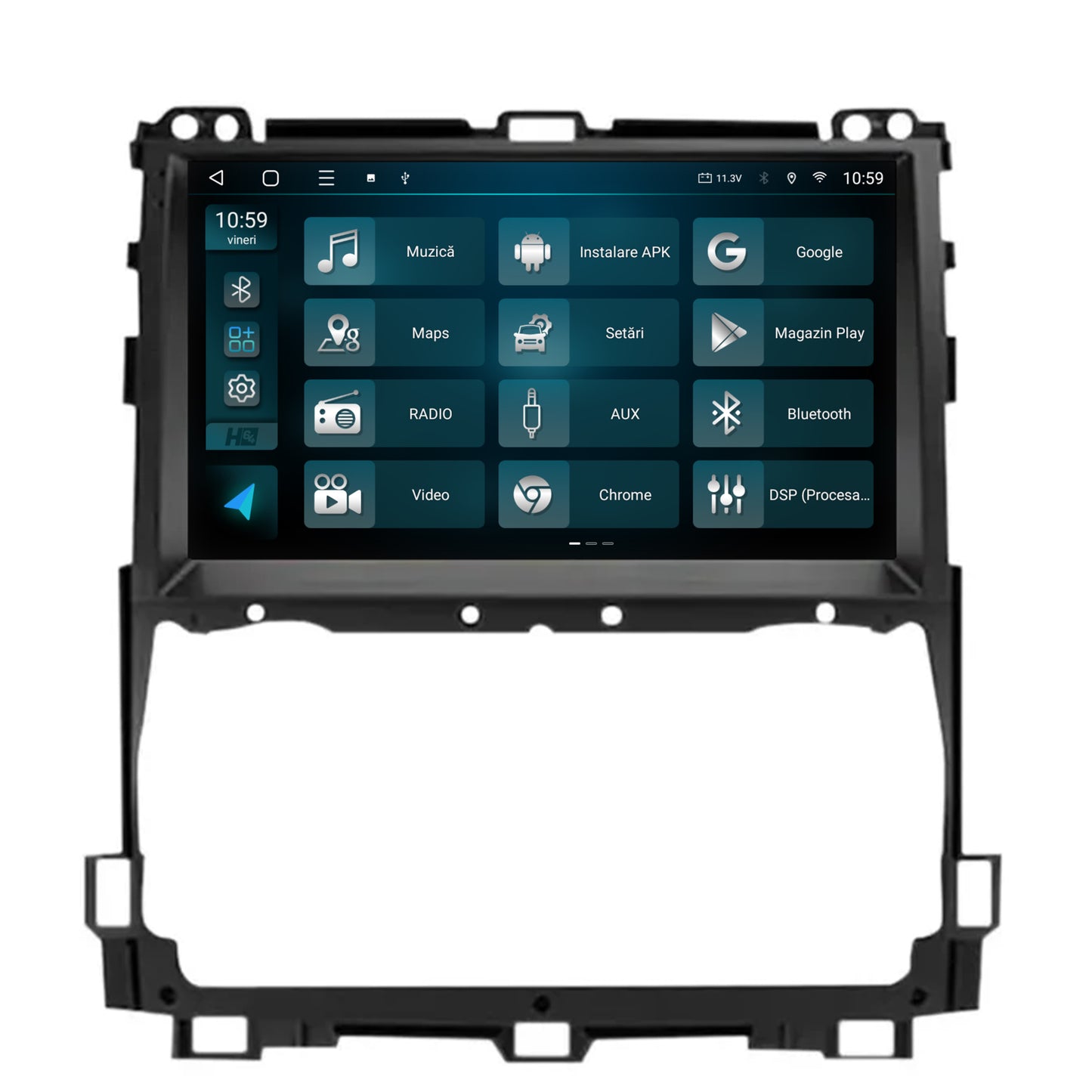 Navigatie 2K HUB64 Toyota Prado J120 (2002-2010), 8GB RAM, Android, Octacore, Slot Sim 4G, DSP, GPS, Wi-FI, Carplay, Android Auto, USB, Bluetooth, Waze, Touchscreen, 9.5 Inch