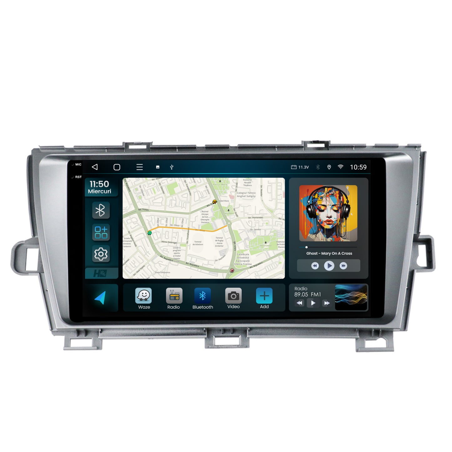 Navigatie 2K HUB64 Toyota Prius (2009-2014), 4GB RAM, Android, Octacore, Slot Sim 4G, DSP, GPS, Wi-FI, Carplay, Android Auto, USB, Bluetooth, Waze, Touchscreen, 9.5 Inch