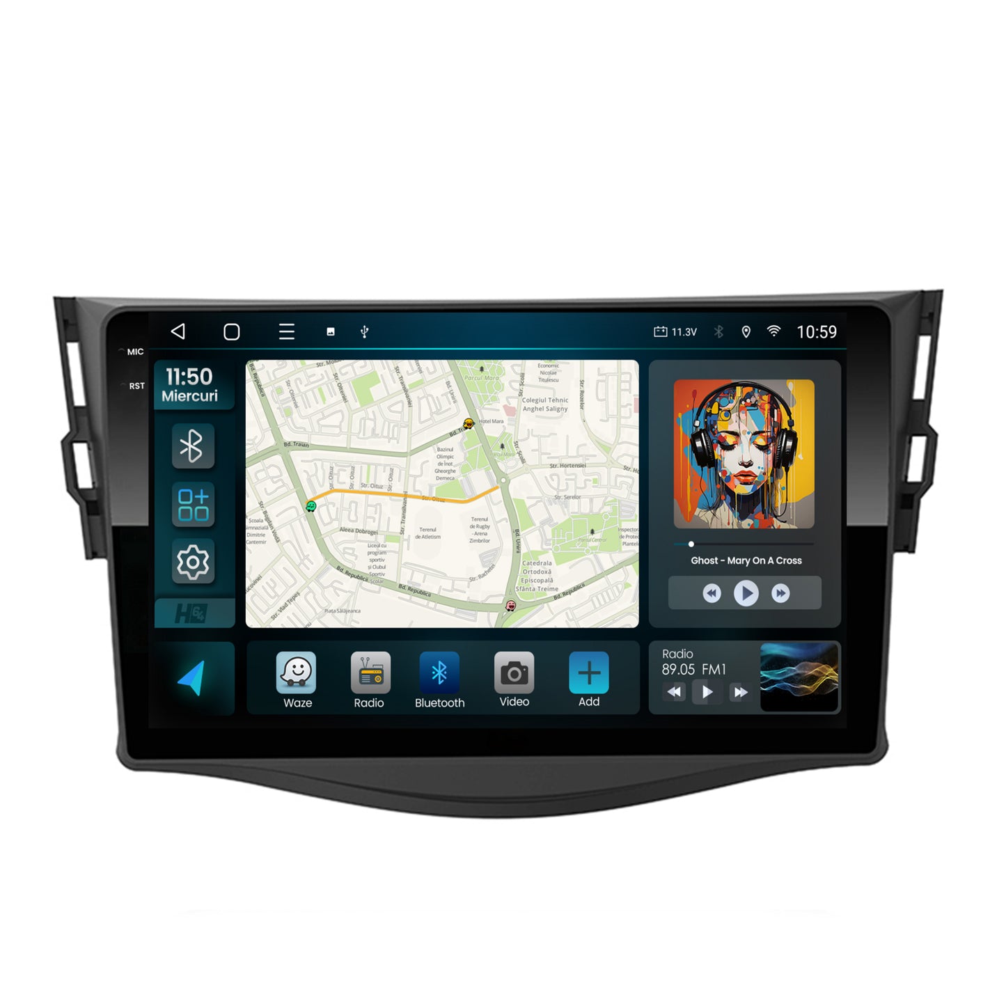 Navigatie 2K HUB64 Toyota RAV4 (2006-2013), 4GB RAM, Android, Octacore, Slot Sim 4G, DSP, GPS, Wi-FI, Carplay, Android Auto, USB, Bluetooth, Waze, Touchscreen, 9.5 Inch